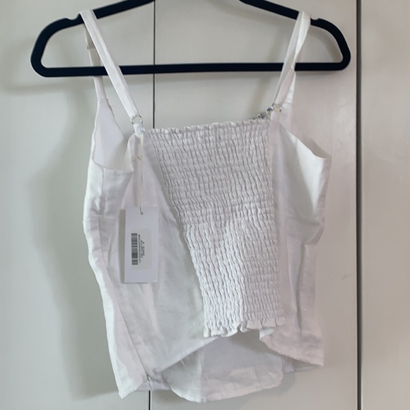 NWT Reformation Cari Linen Top sold out white floral ruffle cami tank size 8 - Picture 6 of 7